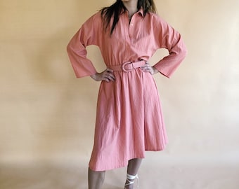 70s/80s Belted Dolman Sleeve Dress Size Small Medium