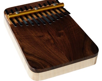 Zither Heaven Artisan Thumb Piano, Maple with a book matched Black Walnut top, 12 keys