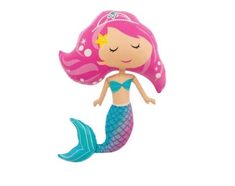 Pink Mermaid Balloon, Large Mermaid Balloon, Mermaid Party Balloon, Princess Party, Princess Decor, Mermaid Party Decorations, Under The Sea