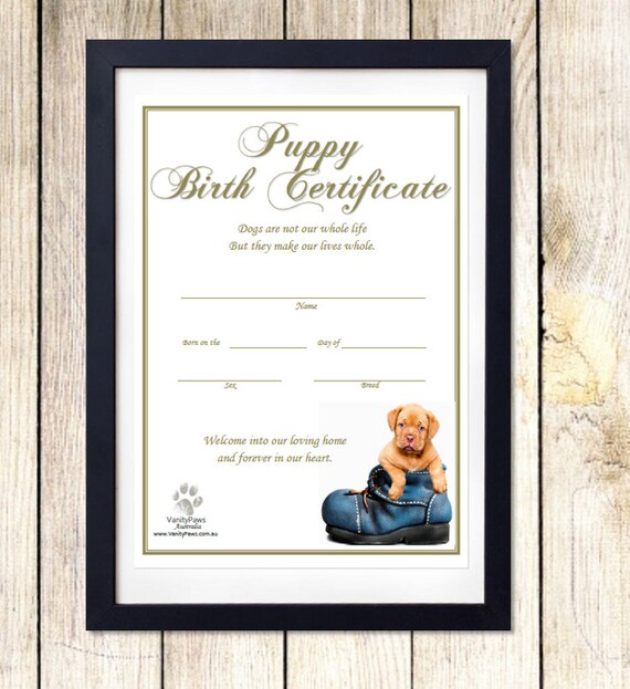 Puppy Birth Certificates Template