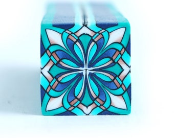 Polymer Clay Cane Kaleidoscope, raw and unbaked cane, square cane, Millefiori, Premo Fimo cane, black and white cane