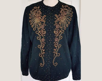 1950s vintage wool beaded cardigan, excellent condition