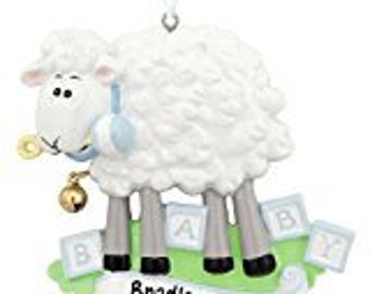 Baby Sheep Blue for boy holiday ornament