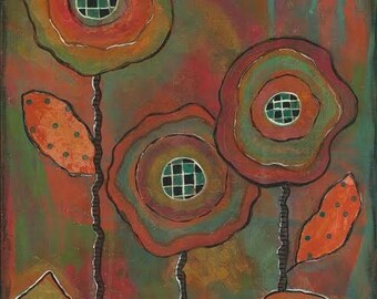 Boho flower wall art, gypsy flower wall art, bohemian flower art, colorful flower wall art, floral inspirational art, soul growth, garden