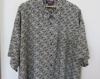 Plus Size Hawaiian Shirt REPP LTD. Mens Hawaii Shirt Tropical Fish Minnow Skipper Sized Aloha Shirt Big Camp - 6XB - Oahu Lew's Shirt Shack