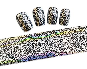 36" Leopard Hologram Nail Foil, DIY Nail Art, 3D Nail Design, nail foil, leopard foil