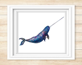Narwhal Watercolor Print