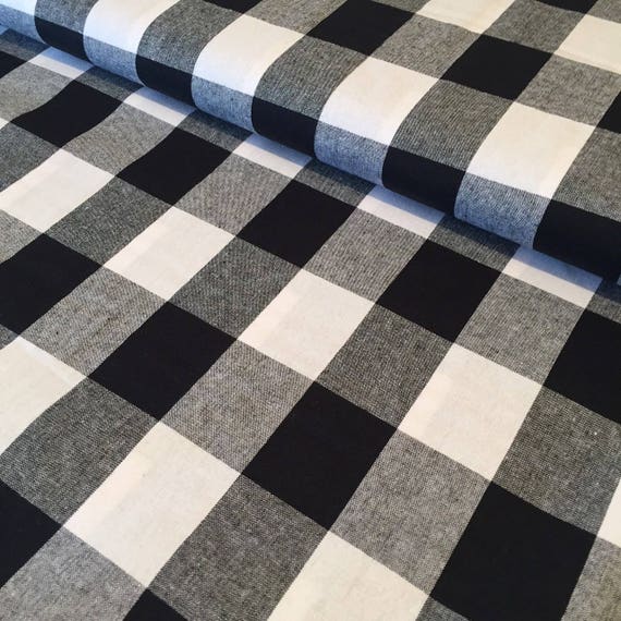 Black Gingham Cotton Quilt Weight Fabric Check Fabric Black