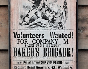 Rustic wooden sign 'Baker's Brigade' American Civil War Sign (Reproduction)