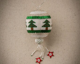 Beaded Ball Holiday Ornament, Beaded Christmas Tree Ornament, Guatemalan-made