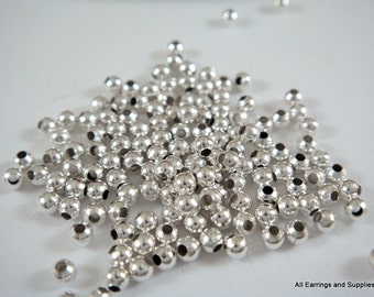 250 Silver Spacer Beads 2mm Plated Iron Metal Beads 1mm hole - 4.5 grams - M7046-S250