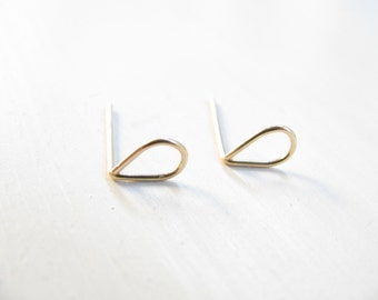 Teardrop post earrings, gold studs, tiny drop gold earrings, simple, minimalist earrings, small earrings, winter jewelry, gold fill