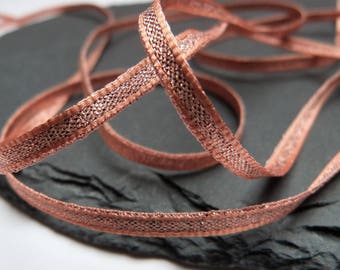 Rose Gold Lame , Sparkly Double Sided Ribbon 3mm Wide Per Metre