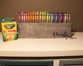 Crayon Holder (Gray) - Crayons - Pencils - Storage - Organization- Wood