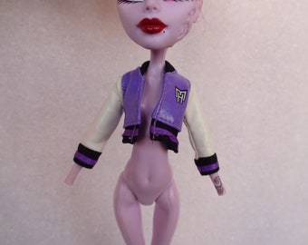 Monster High jacket purple white, monster high shoes clothes, doll jacket, doll bomber, doll high school clothes, Doll Art Supplies