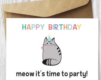 60th Birthday Card Printable Birthday Card Funny Cat