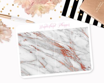 Marble Header Planner Stickers - Grey & Rose Gold Foil Vein // Perfect for Erin Condren Vertical Life Planner