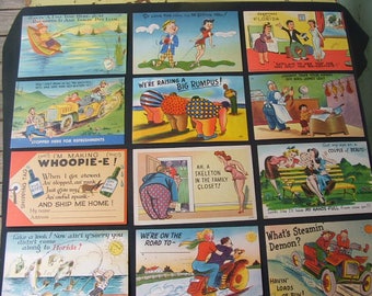 Lot Of 50 1950's Linen Comic Postcards.