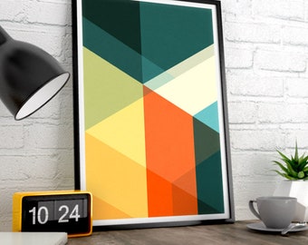 Mid Century Modern, Geometric Art, Abstract Art, Art Print Abstract, Sunrise, Dawn, Wall Art, Graphic Design, Modern Abstract Art, A3 Poster