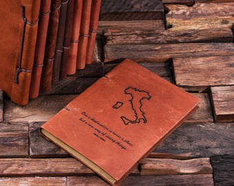 Italy Personalized Monogrammed Leather Engraved Recipe Cookbook Notebook (024205)