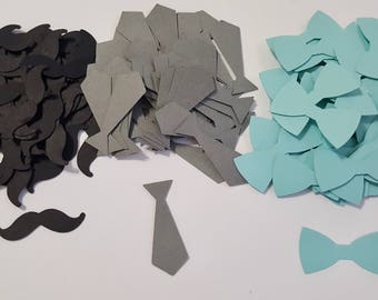 Little Man Bowtie Mustache Tie confetti 240 count baby shower boy party decor colors birthday custom photo prop cake smash table array