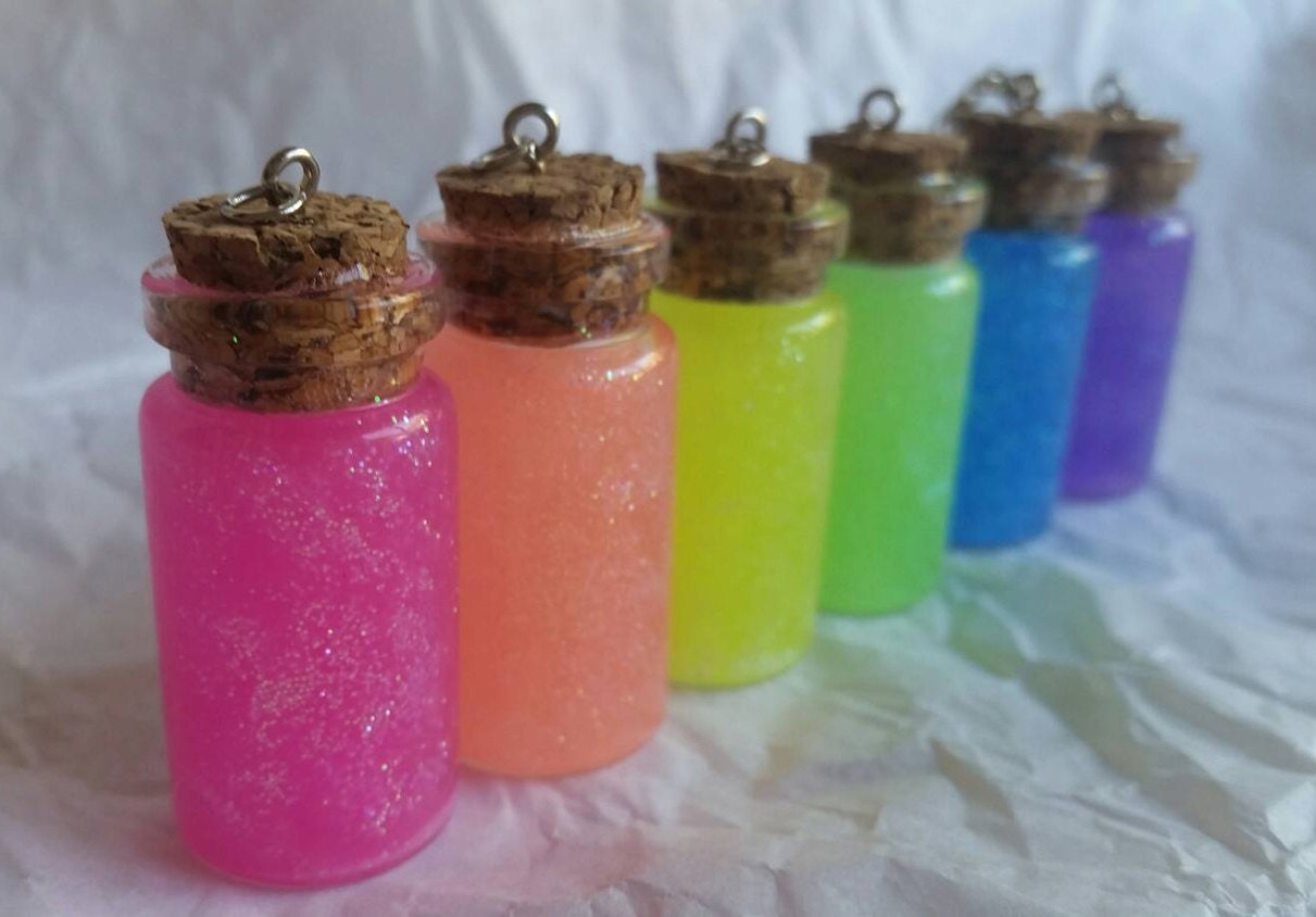 Mini Glitter Jar Charms Rainbow glitter charms Calming jar