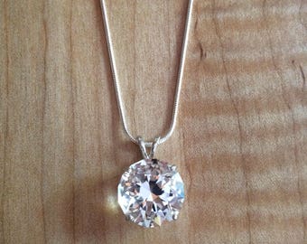 Round Brilliant Cut Quartz Crystal in Sterling Silver Setting 11.47ct