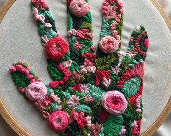 Keepsake Hand Embroirded with Floral Fill (Newborn, Toddler, Child, Adult)