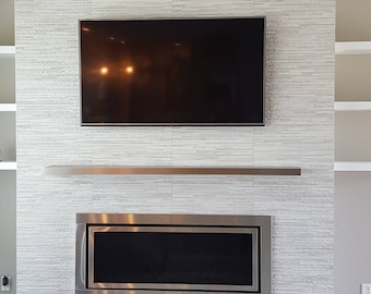 Solid hairline stainless (0,8 mm)laminated floating shelf, fireplace stainless steel shelf