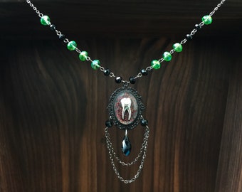 Witchy Tooth Necklace-Gothic pendant-Goth jewelry-Witch jewelry-Vampire necklace-