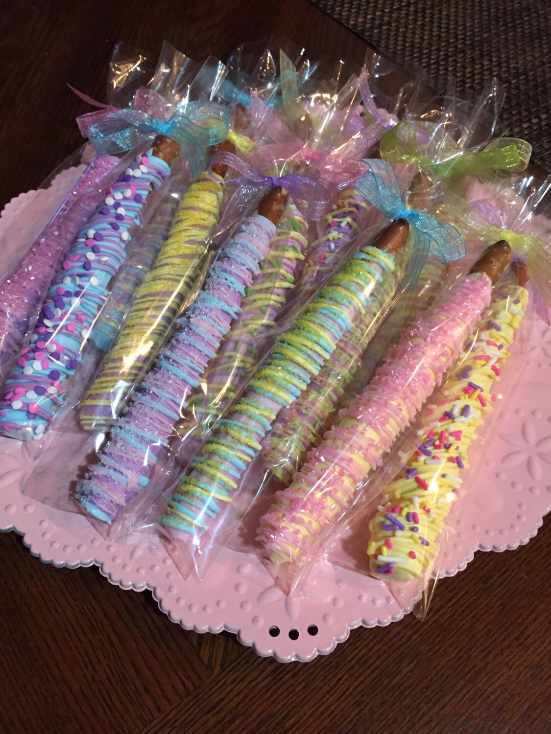 Easter Pastel Colored Pretzel Rods/ Parties/Baby