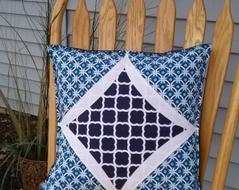 Cathedral Window Pillow, Throw Pillow, Decorative Pillow, Pillow, Navy Blue Pillow