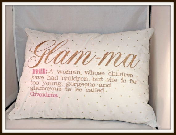 Glamma Glam-ma pillow with limited edition gold fleck fabric