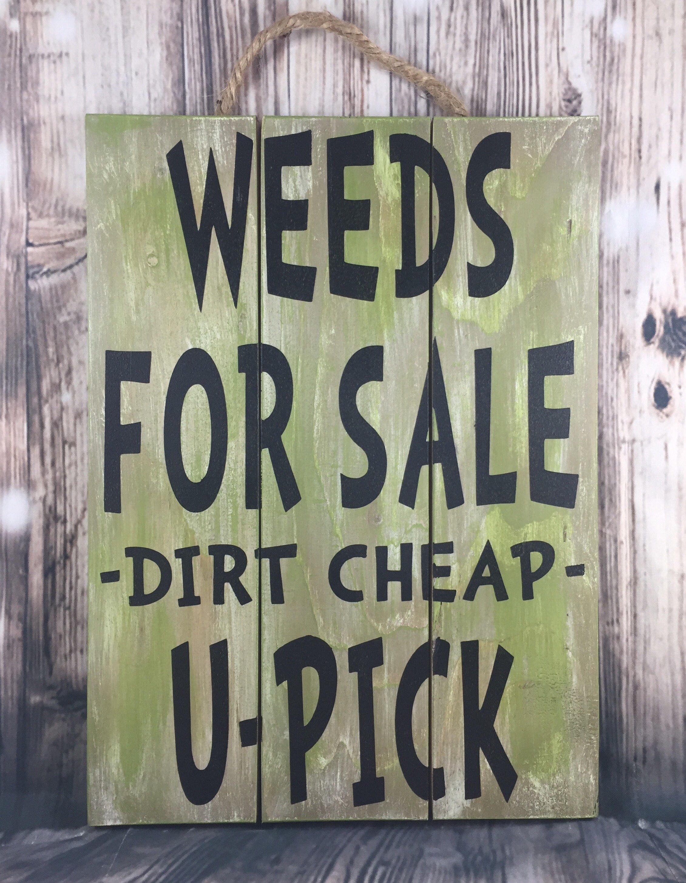 Garden Sign Weeds For Sale Dirt Cheap Wooden Signs