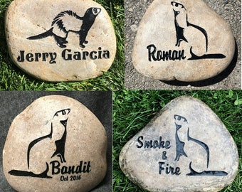 FERRET MEMORIAL STONE 8" or 6" (approx. size) 3 Designs to choose from Engraved, Personalized with Name Option to add Date
