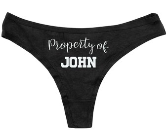 Property Of Thongs - Thongs - Funny Panties - Womens Underwear - Funny Black Thong - Adult Underwear - Custom Panties