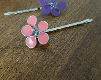 2 Handmade wire flower Bobby pins