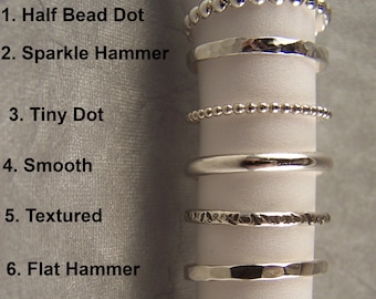 Stacking Ring Sterling Silver Various Textures You Choose One