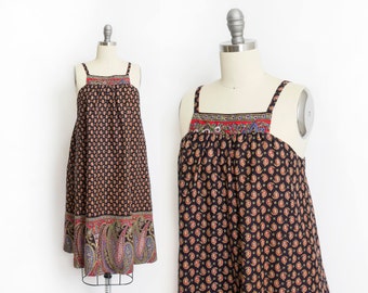 Vintage 1970s Dress - Paisley Printed Cotton Hawaiian Liberty House Tent Dress 70s- Small