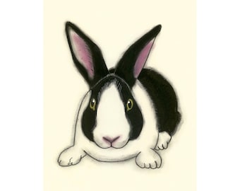 Bunny Rabbit Art Print Rabbit Decor Bunny Print Rabbit Illustration - Arnold - 4 X 6 print - 4 for 3 SALE