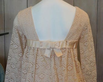 Free Shipping! CAROL BRENT 60's Blush Lace Dress with Bow Detail in the Back