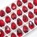 Glass Teardrop (3230) Siam Red Sew On Rhinestones Flatback Jewelry Beads Foiled Back Pear