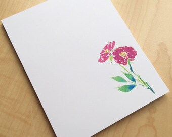 Rose Floral Notepad - Small Watercolor Miniature Rose Notepad - 4 x 5 Handmade Botanical Notepad - Gardener Gift - 40 Sheet Notepad