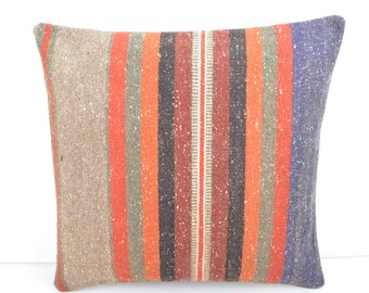 kilim pillow,16x16,throw cushion,striped pillow cover, striped pillow case, stripe throw pillow,stripe decorative pillow ,kilim pillow 11