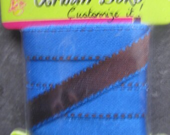 Ribbon double sided blue and Brown - 170 cm x 1 cm