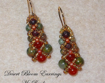 Beaded Earrings, Beadwoven Earrings, Seed Bead Earrings, Drop Earrings, MyBeads4You, Green Beaded Earrings, Boho Earrings, Golden Earrings
