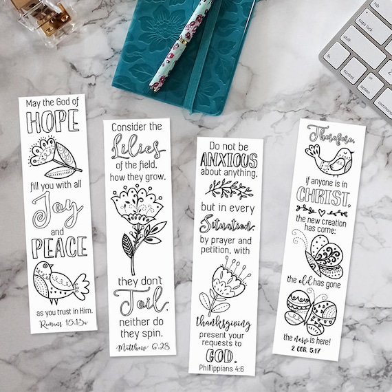 coloring bible bookmarks printable instant download color