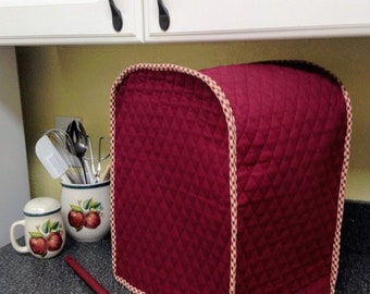 Primitives Burgundy Coffee Maker Cover Quilted Fabric Small Appliance Cover Sewn and Ready To Ship