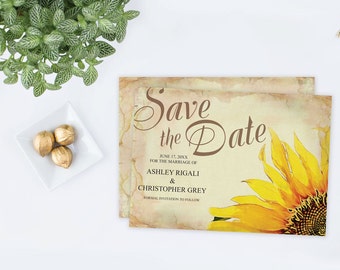diy save the date ms word template editable text rustic sunflower printable