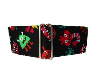Monsters Martingale Dog Collar, 1.5 Inch Martingale Collar, Monsters Dog Collar, Greyhound Collar, Sighthound Collar